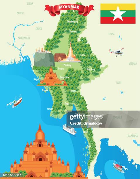 Bagan Map.pdf Myanmar Map And Bagan Temples High-Res Vector Graphic - Getty Images