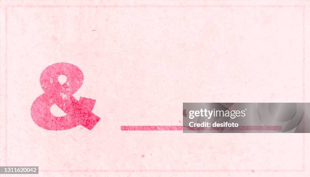 ilustrações de stock, clip art, desenhos animados e ícones de red colored &  symbol ampersand  mark , and sign followed by a blank line or dash over horizontal weathered pastel light pink coloured grunge wall textured grunge vector backgrounds - ampersand