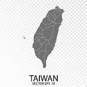 Transparent - Grey Map of Taiwan.