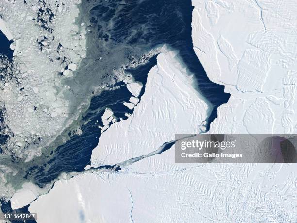 Iceberg A-74 calved from Antarctica's Brunt Ice Shelf in February 2021.