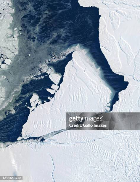 Iceberg A-74, Brunt Ice Shelf, Antarctica. Imaged 14 March 2021.