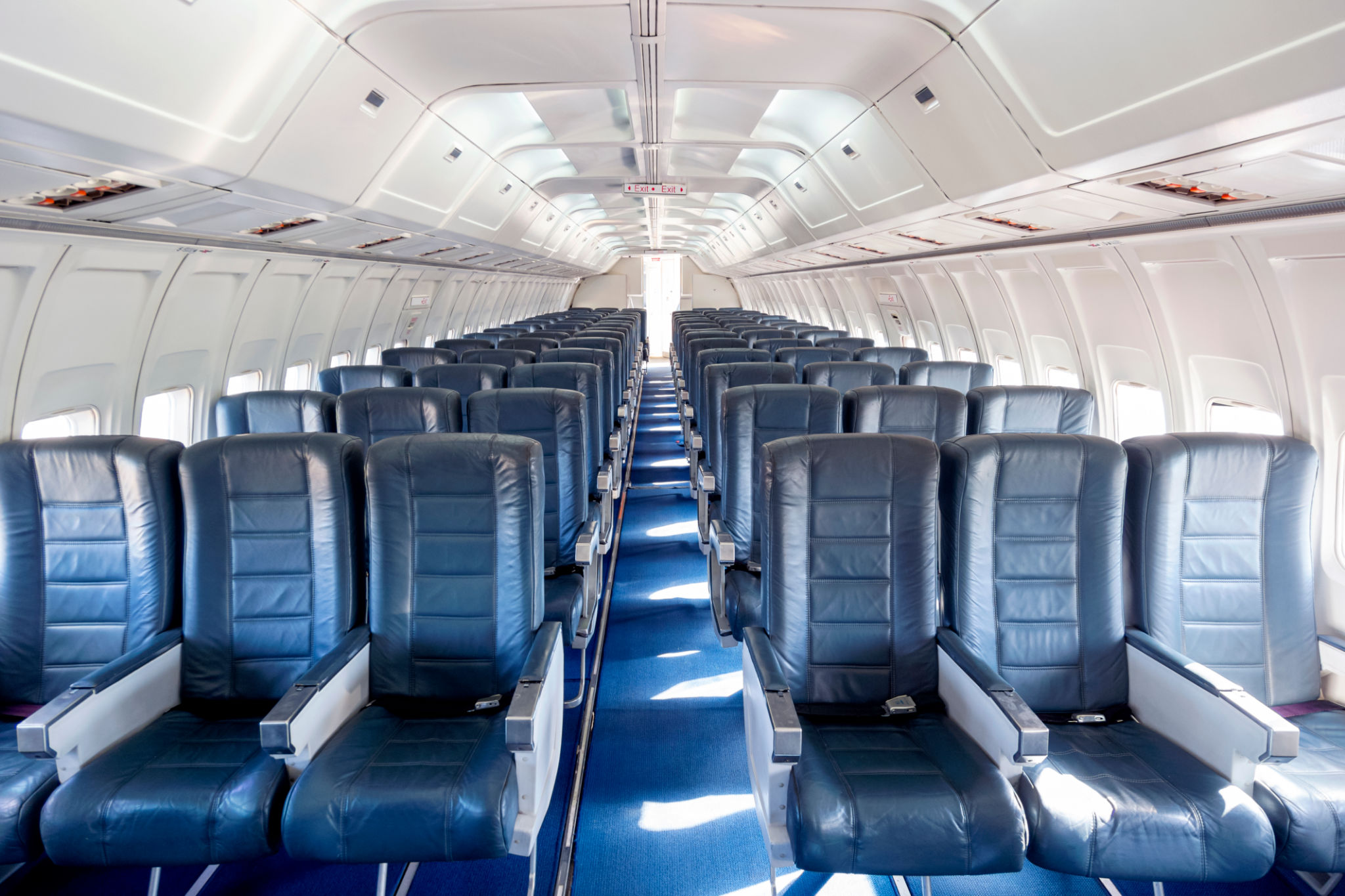 Commercial airplane interior. Commercial airplane interior.
