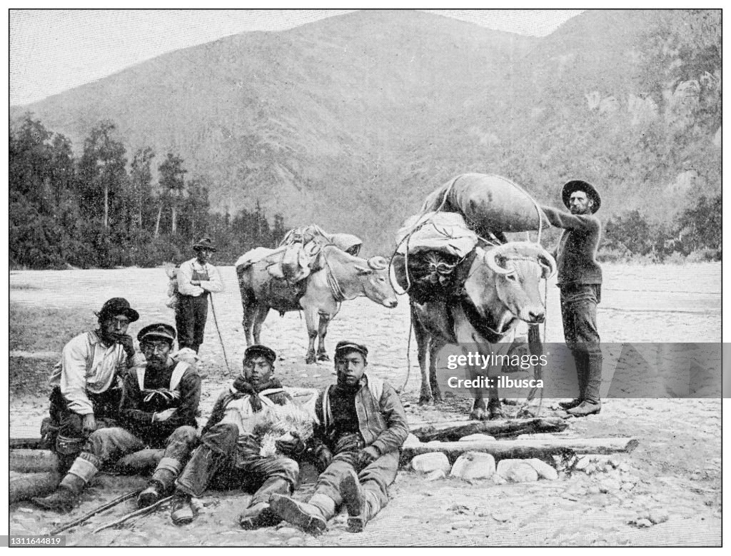 Antique black and white photograph: Klondike gold rush