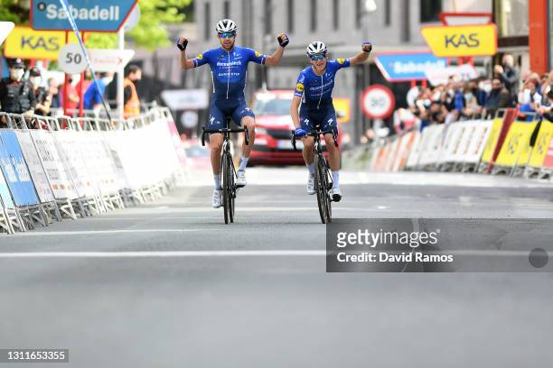 Arrival / Josef Cerny of Czech Republic & Mikkel Honore of Denmark and Team Deceuninck - Quick-Step Celebration, during the 60th Itzulia-Vuelta...
