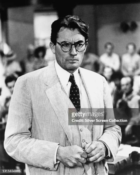 American actor Gregory Peck as 'Atticus Finch' in drama film 'To Kill a Mockingbird', 1962.