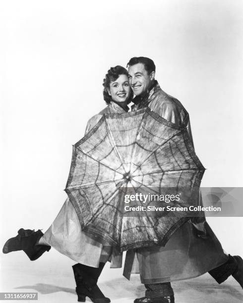 American actress, singer, and businesswoman Debbie Reynolds and American actor, dancer, singer, filmmaker, and choreographer Gene Kelly in musical...