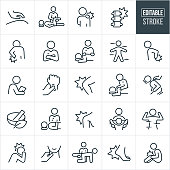 Osteopathy Thin Line Icons - Editable Stroke
