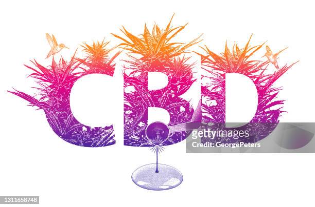 stockillustraties, clipart, cartoons en iconen met cbd olie met cannabis bladeren - marijuana leaf text symbol