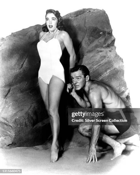 Actress Julie Adams as 'Kay' and actor Richard Carlson as 'David Reed' in film 'Creature from the Black Lagoon', 1954.