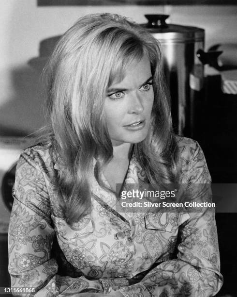 Actress Shirley Eaton as 'Dr Margaret E 'Maggie' Hanford' in film 'Around the World Under the Sea', 1966.