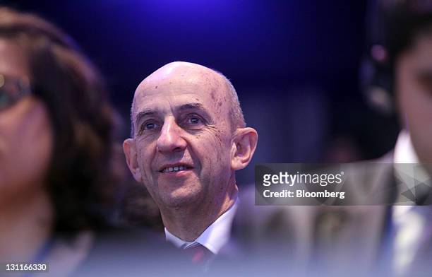Louis Gallois, chief executive officer of European Aeronautic, Defence & Space Co. , listens to speakers during the Business 20 business summit at...