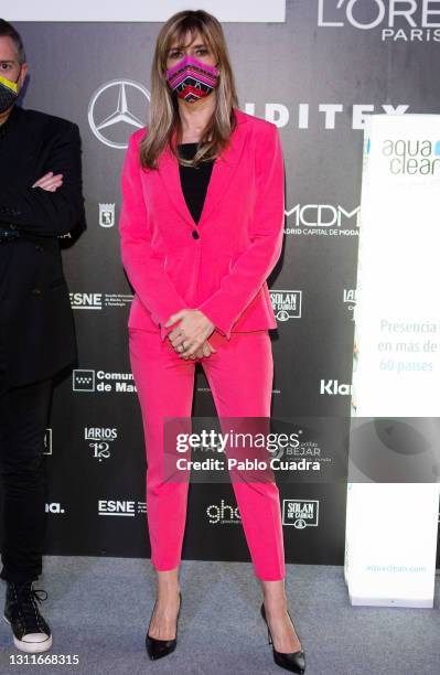 Begoña Gómez attends Hannibal Laguna fashion show during the Merecedes Benz Fashion Week April 2021 edition at Ifema on April 09, 2021 in Madrid,...