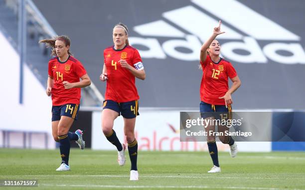 Patricia Guijarro of Spain celebrates after scoring their team's first goal during the Women's International Friendly match between Spain and...
