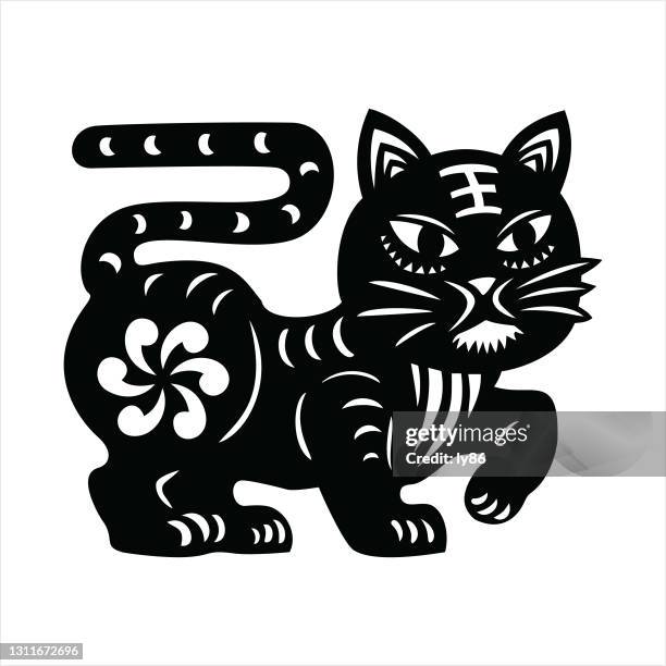 ilustrações de stock, clip art, desenhos animados e ícones de tiger, papercut tiger, chinese zodiac, year of the tiger - vietnam