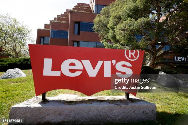 Sign is posted in front of the Levi Strauss & Co. Headquarters on April 09, 2021 in San Francisco, California. Levi Strauss & Co. Reported first...