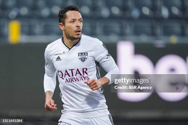 Adriano Correia of KAS Eupen during the Crocky Cup match between KAS Eupen and KAA Gent at Kehrwegstadion on March 3, 2021 in Eupen, Belgium