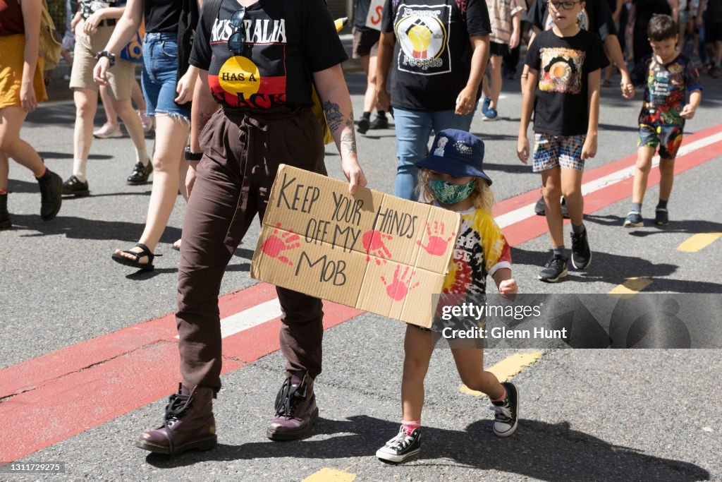 Protesters Attend Stop Black Deaths In Custody Rallies Across Australia