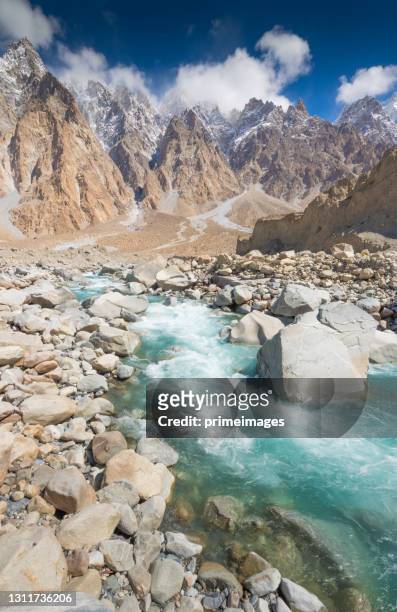 awesome river creek vertical shot natural condition landscape in pakistan - himalayas sunrise stock pictures, royalty-free photos & images
