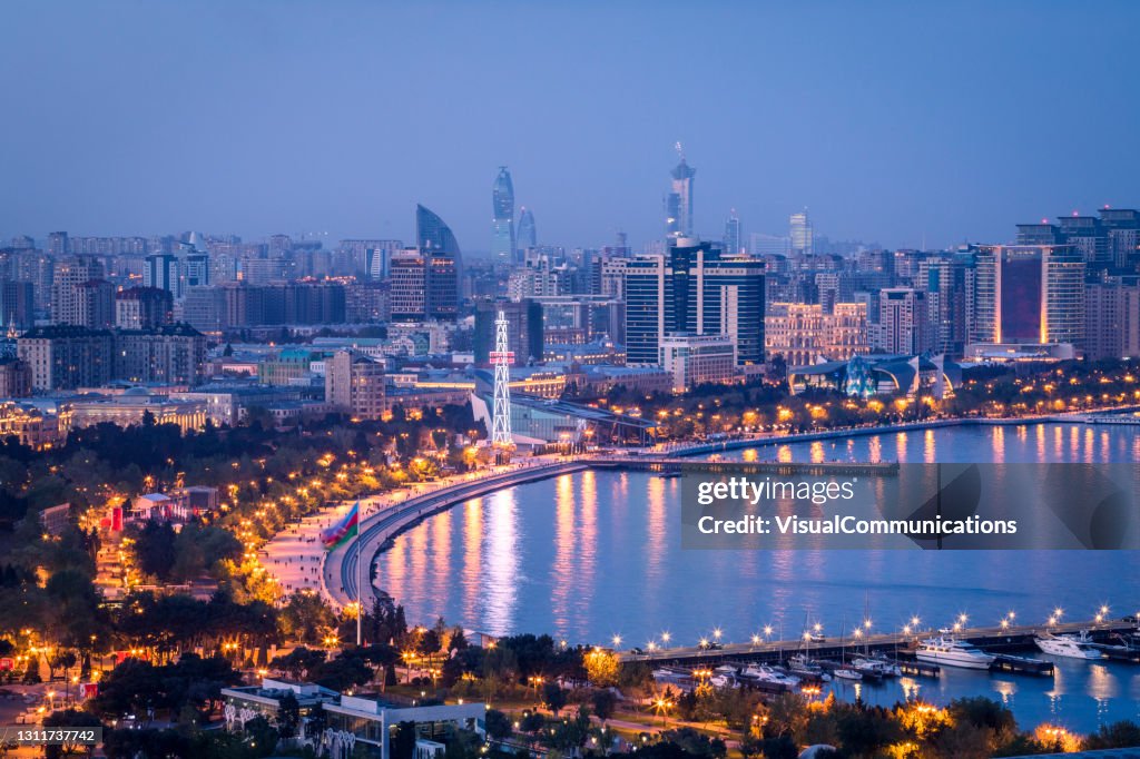 Baku city at dusk.