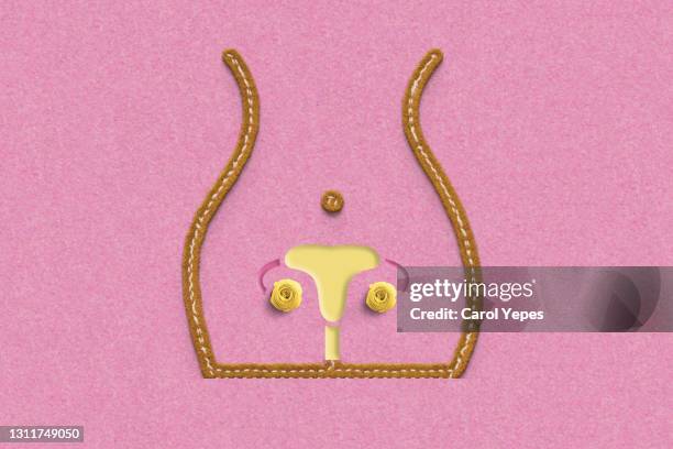 pcos syndrome, polycystic ovary syndrome concept in paper cut - cervical screening stock-fotos und bilder