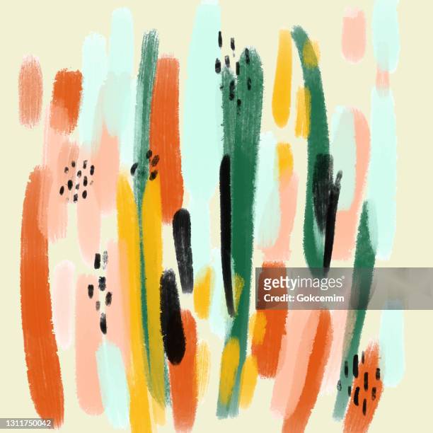 abstract trendy hand drawn pattern with color brush strokes. brush strokes, grunge, sketch, graffiti, paint, watercolor, sketch. - eccentric stock illustrations