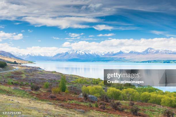 lake pukaki viewpoint - new zealand beach house stock pictures, royalty-free photos & images