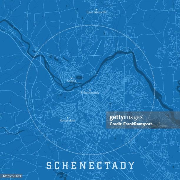 schenectady ny city vector road map blue text - schenectady ny stock illustrations