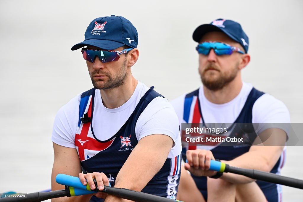 Sam Collins Rowing Graeme Thomas and John Collins of Great Britain prepare to compete in ...