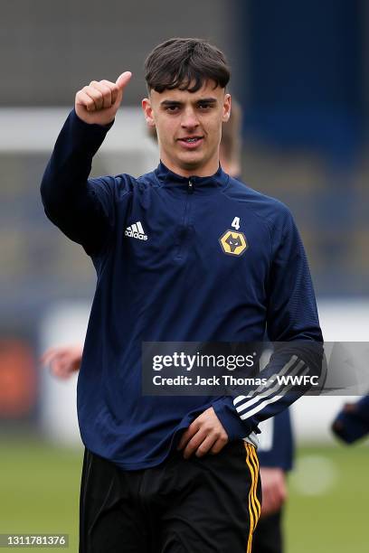 Oliver Tipton of Wolverhampton Wanderers ahead of the U18 Premier League North match between Wolverhampton Wanderers and Sunderland at New Bucks Head...