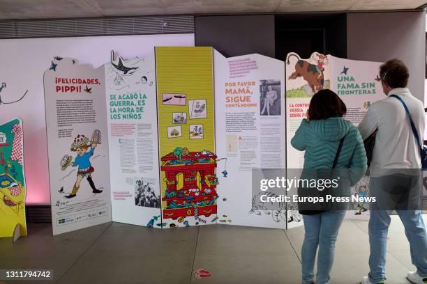 Several people visit the Pippi exhibition at the Casa del Lector cultural space in Matadero on 10 April 2021, in Madrid . From 9 April to 16...