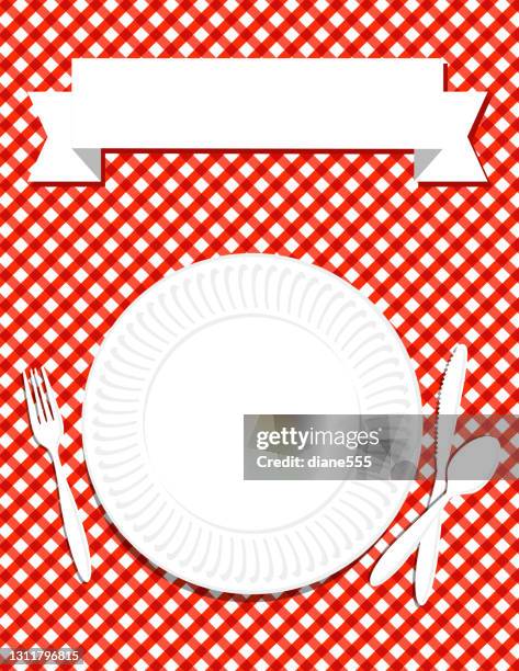 bbq party invitation template - table white tablecloth stock illustrations