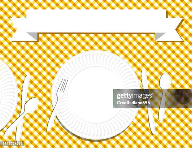 bbq party invitation template - party table background stock illustrations