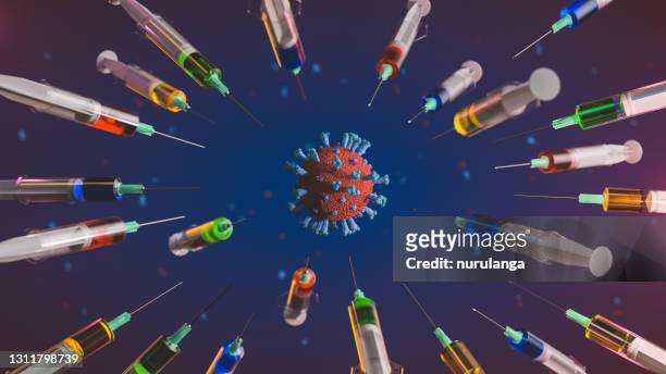 科羅納疫苗競爭概念 - 病毒感染 個照片及圖片檔