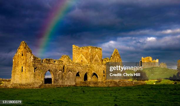 hore abbey & rock of cashel, co.tipperary, ireland - cashel stock pictures, royalty-free photos & images