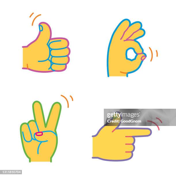 hands emoji set - ok zeichen stock illustrations
