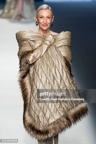 Pino Montesdeoca walks the runway at the Angel Schlesser fashion show during Mercedes Benz Fashion Week Madrid April 2021 at Ifema on April 10, 2021...