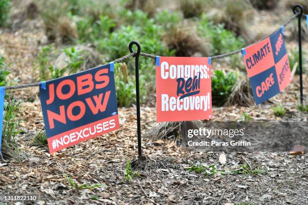 General view of Recovery Recess event to call for economic recovery and infrastructure package prioritizing climate, care, jobs, and justice, a call...