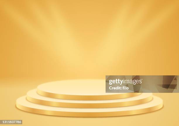 golden glowing platform - siegerpodest stock-grafiken, -clipart, -cartoons und -symbole