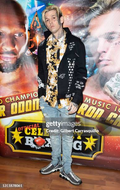 Aaron Carter attends the Celebrity Boxing Face Off between Lamar Odom & Aaron Carter on April 10, 2021 in Philadelphia, Pennsylvania.