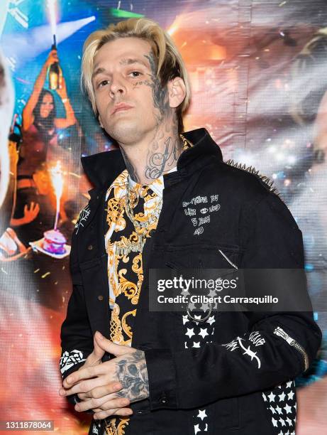 Aaron Carter attends the Celebrity Boxing Face Off between Lamar Odom & Aaron Carter on April 10, 2021 in Philadelphia, Pennsylvania.