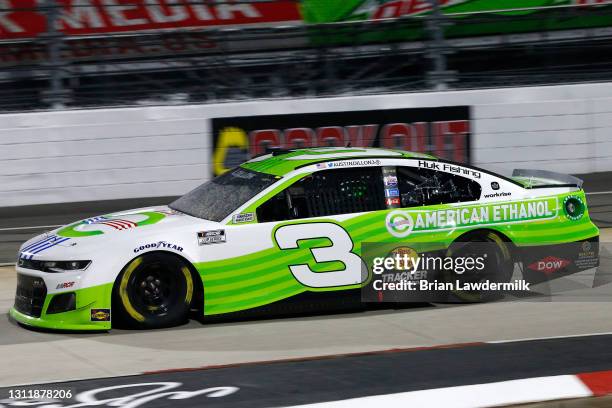 Austin Dillon, driver of the Chevrolet, drives during the NASCAR Cup Series Blue-Emu Maximum Pain Relief 500 at Martinsville Speedway on April 10,...