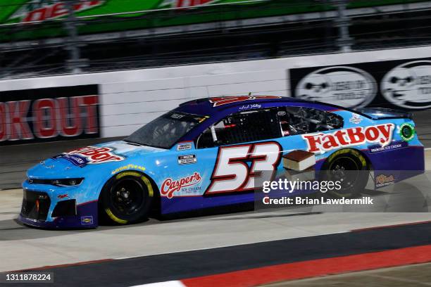 Yeley, driver of the Fat Boy Chevrolet, drives during the NASCAR Cup Series Blue-Emu Maximum Pain Relief 500 at Martinsville Speedway on April 10,...