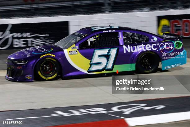 Cody Ware, driver of the Nurtec ODT Chevrolet, drives during the NASCAR Cup Series Blue-Emu Maximum Pain Relief 500 at Martinsville Speedway on April...