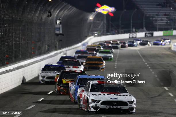 Ryan Newman, driver of the Guaranteed Rate Ford, drives during the NASCAR Cup Series Blue-Emu Maximum Pain Relief 500 at Martinsville Speedway on...