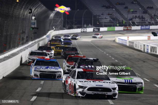 Ryan Newman, driver of the Guaranteed Rate Ford, drives during the NASCAR Cup Series Blue-Emu Maximum Pain Relief 500 at Martinsville Speedway on...