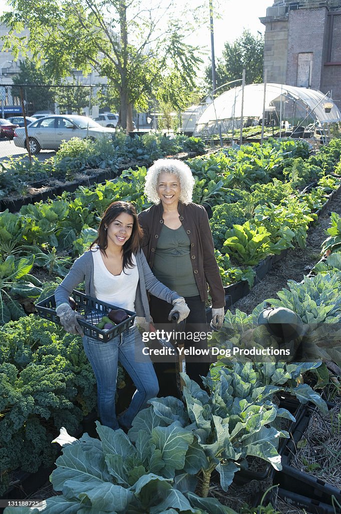 Portrait of Smiling Urban Community Garden Workers