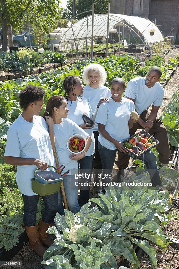 Volunteers Working in Organic Community Garden