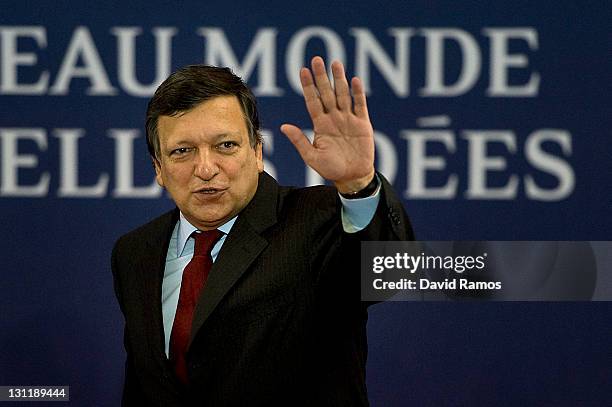 President of the European Comission Jose Manuel Durao Barroso arrives for a meeting with German Chancellor Angela, the French President Nicolas...