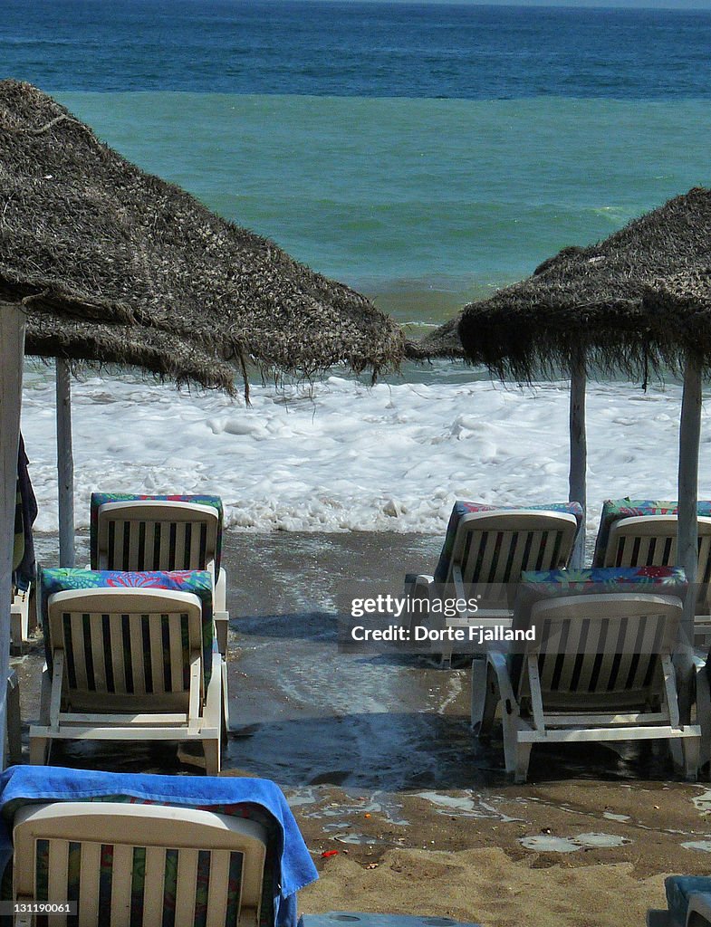 Sunbeds at beach