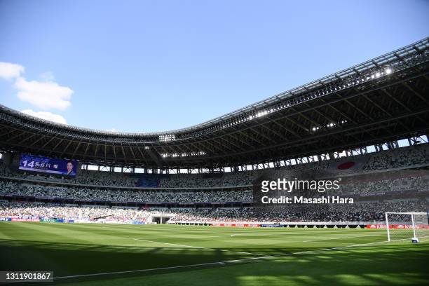 General view prior to the Women's international friendly match between Japan and Panama at the National Stadium on April 11, 2021 in Tokyo, Japan.